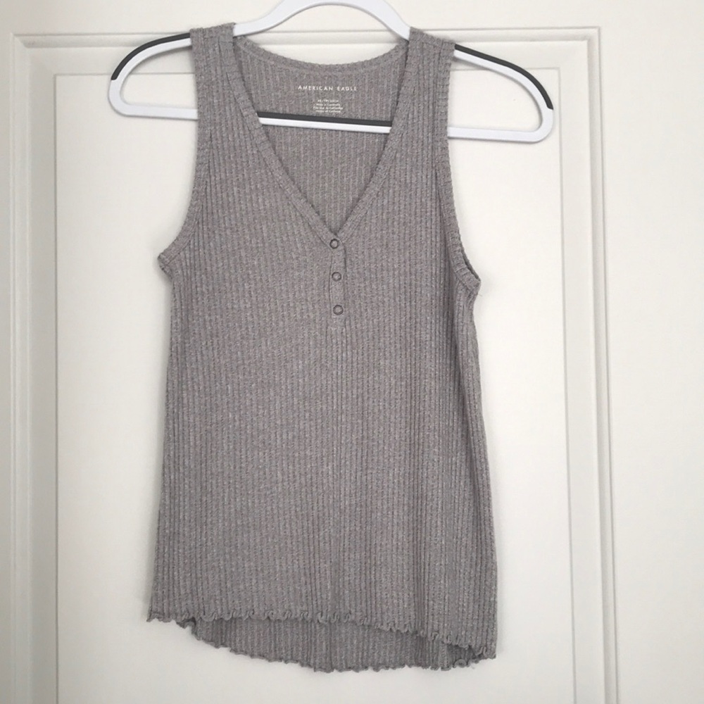 NWOT American Eagle super soft gray henley tank top, XS